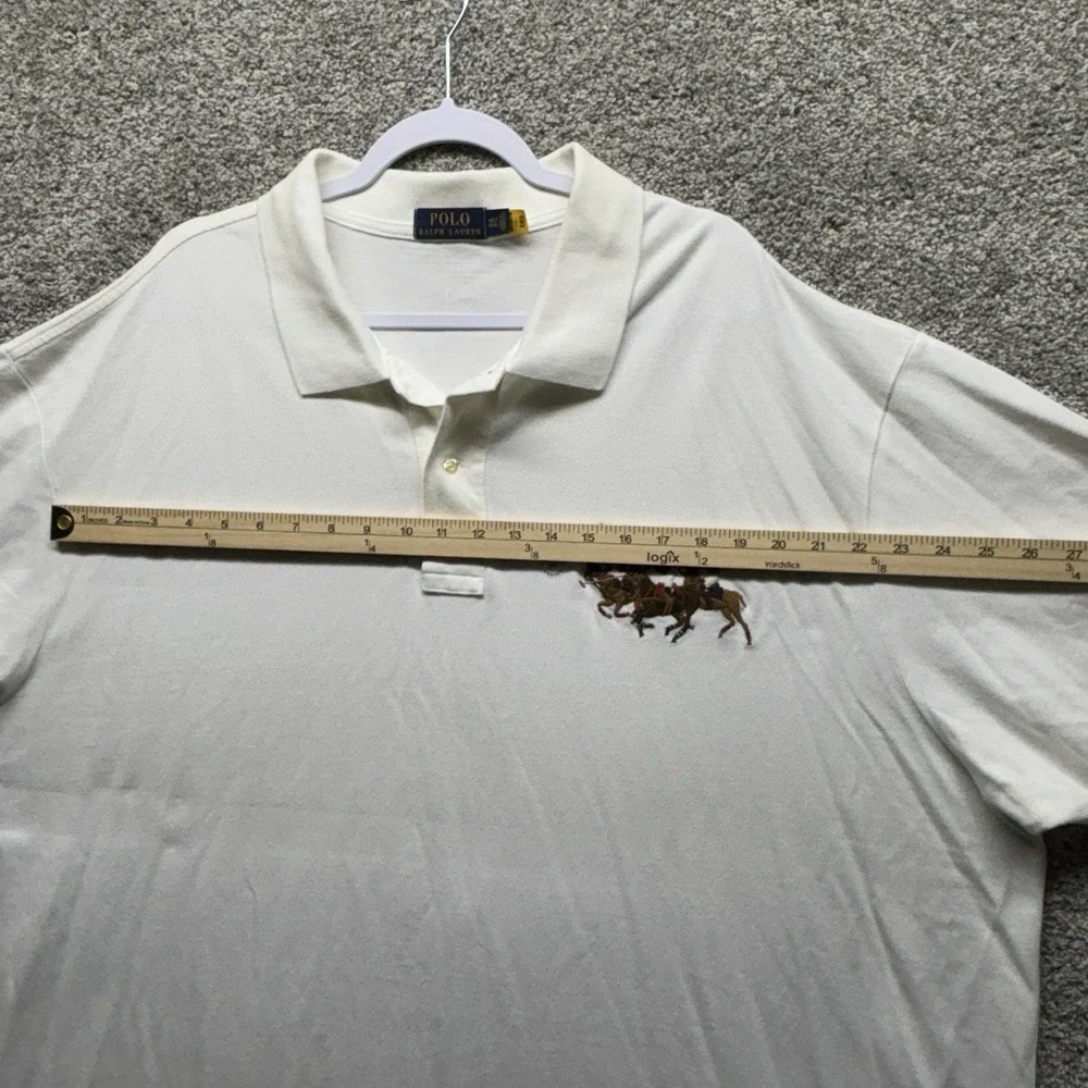 Polo Ralph Lauren Mens 4XLT White Triple Pony 3‎ Mesh Polo Shirt Christmas NEW